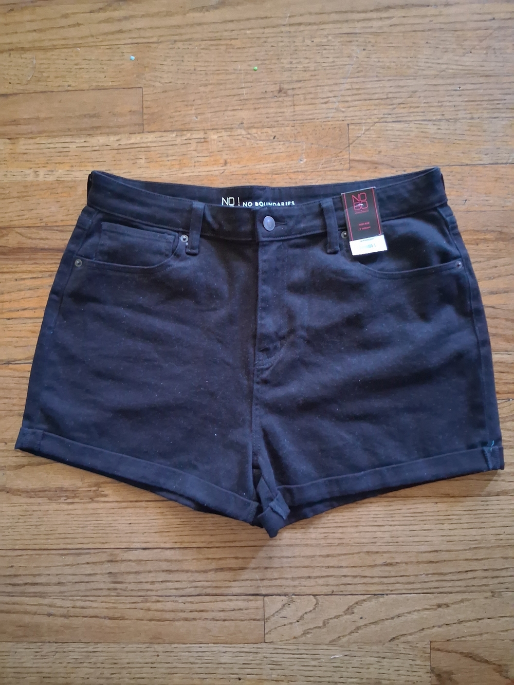 No‎ Boundaries Black Women's Cuffed Denim Shorts